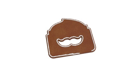 3d rendering of gingerbread symbol of mustache wax isolated on white background