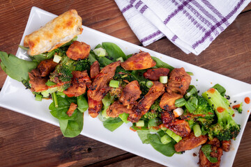Sweet and spicy chicken with broccoli