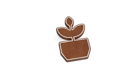 3d rendering of gingerbread symbol of plant isolated on white background