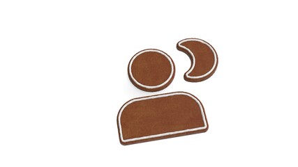 3d rendering of gingerbread symbol of portraits camera isolated on white background