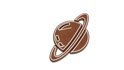3d rendering of gingerbread symbol of Saturn isolated on white background