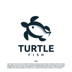 turtle and fish , logo design template