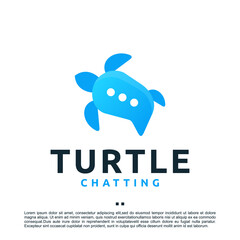 Obraz premium turtle chatting , communication , logo design template