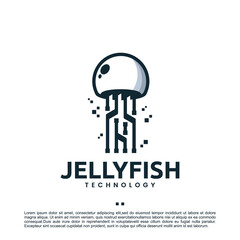 jellyfish ,technology ,logo design template © arjun