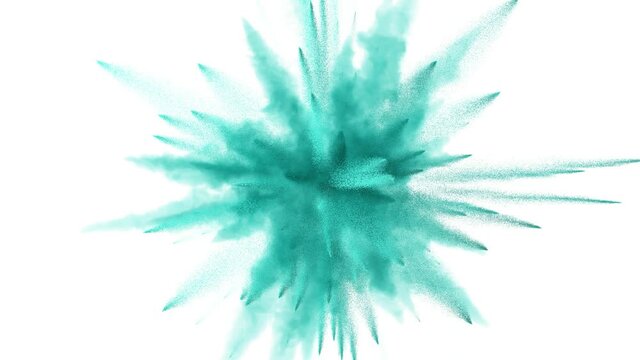 Colorful teal dust explosion