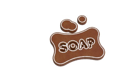 3d rendering of gingerbread symbol of soap bar isolated on white background