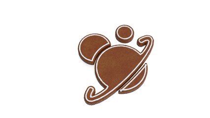 3d rendering of gingerbread symbol of solar system isolated on white background