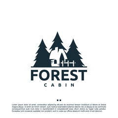 Fototapeta na wymiar forest cabin ,adventure ,logo design template