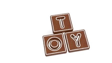 3d rendering of gingerbread symbol of toy isolated on white background