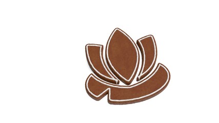 3d rendering of gingerbread symbol of water lilly isolated on white background