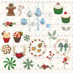 Decorative round floral frames from flowers. Collection of design elements. Vector illustration