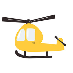 Fototapeta premium Bright yellow helicopter, simple shapes, minimal. Cute illustration for prints, t-shirts and other designs. Vector illustration