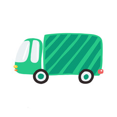 Fototapeta premium Simple green truck for prints, posters, cardsand other designs. Colorful vector illustration