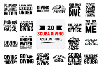 Craft design bundle with scuba diving lettering quotes.