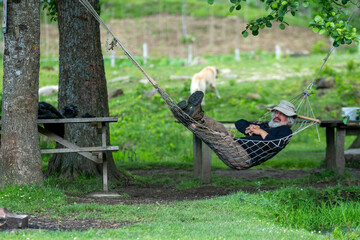Naklejka premium Photographer camping in nature. Photographer Sati Özdemir shoots Nature's.