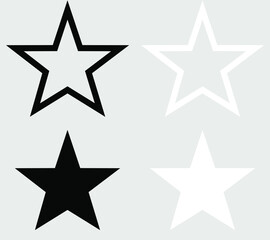 Star - Vector icon. Star icon vector black and white. Stars illustration on gray background