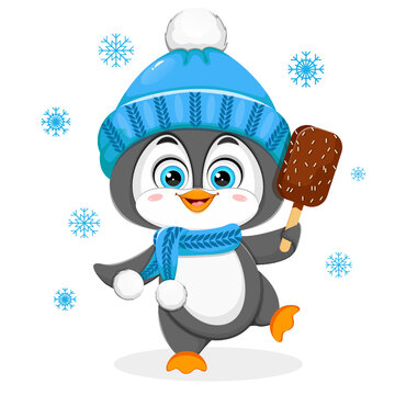 penguin with ice cream