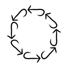 Curve arrow icon with round or circle. Arrow icon illustration isolated vector sign symbol for your project. Doodle vector illustration.