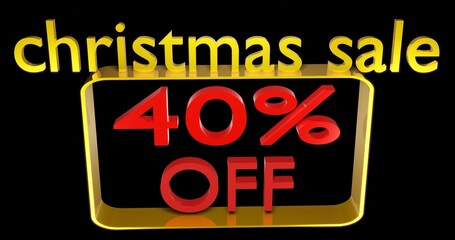 40%christmas sale text 3d