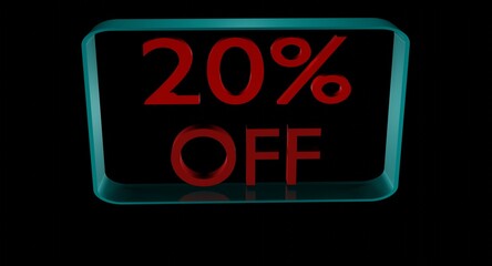 20% off sale discount text 3d
