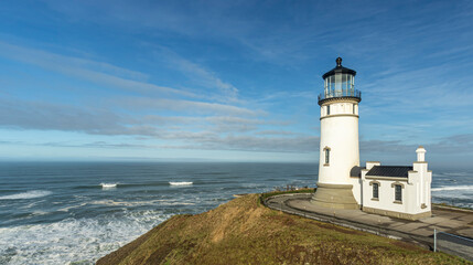 Fototapeta na wymiar Ilwaco, Washington State, North Head Lighthouse at Cape Disappointment State Park.