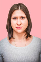 Portrait of a woman in a gray t-shirt