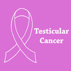 Vector poster for Testicular Cancer Awareness annual initiative, white contour upon orchid background. Cancer symbol