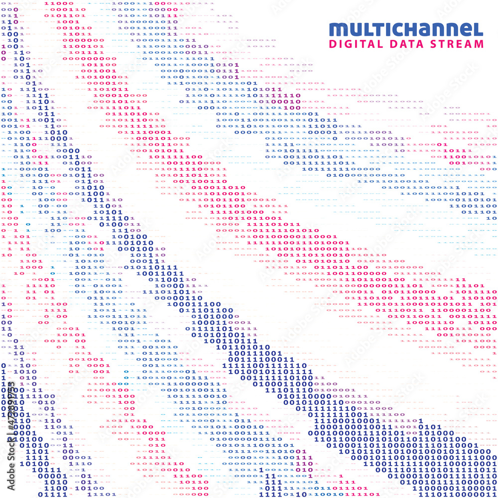 Poster Multichannel digital data stream. Vector pattern with binary code