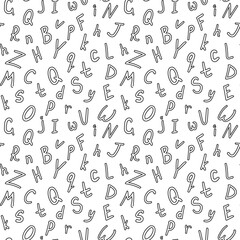 Alphabetical vector seamless pattern, abc black and white pattern for background for wrapping paper, fabrics and other designs