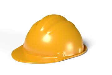 3d render illustration yellow worker hat isolated on white background. Realistic construction or working safety yellow helmet icon. Builder's helmet. Protective hardhat.