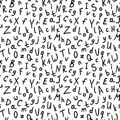 Alphabetical vector seamless pattern, abc black and white pattern for background for wrapping paper, fabrics and other designs