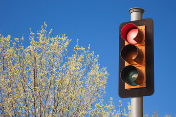 Traffic Light, Red Light, Blue Sky