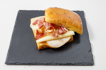 Tasty and high-calorie toast sandwiches with cheese