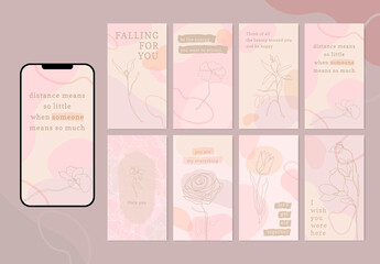 Social Media Story Layout Set in Pink
