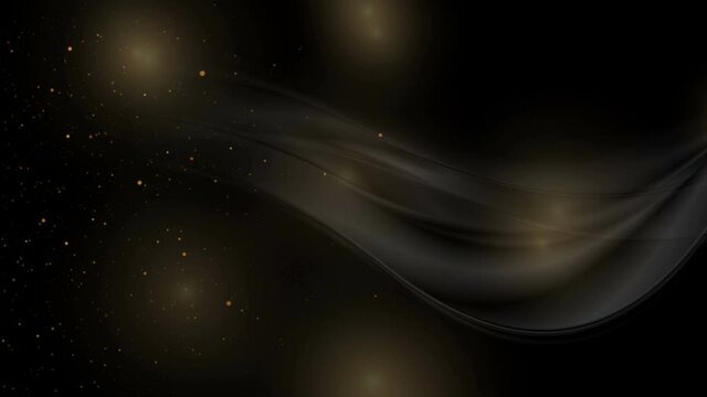 Golden shiny dots and black blurred waves abstract motion background. Video animation Ultra HD 4K 3840x2160