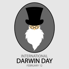 International Darwin Day Science and Humanism Day 12 February, vector art illustration.