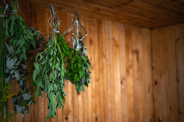 Dried summer plants are dried at home. Preparation of medicinal herbs. Drying herbs for medicinal tinctures.