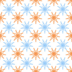 Pattern con fiocchi di neve isolati su sfondo bianco