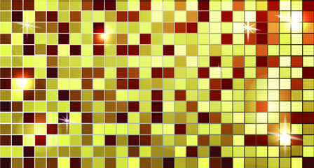 Vector mosaic background in shades of gold with glitter