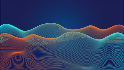 Abstract graphic with wavy lines on a dark blue background