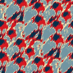 Mottled marine blue red yellow seamless texture. Modern retro swim wear fashion allover print. Memphis style masculine grunge abstract background. High quality jpg swatch.