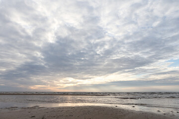 Beautiful seascape shore view with sand and Baltic sea.
