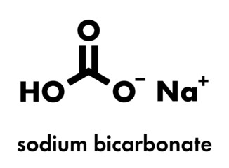 sodium bicarbonate salt, chemical structure. Skeletal formula.