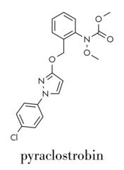 Pyraclostrobin fungicide molecule. Skeletal formula.