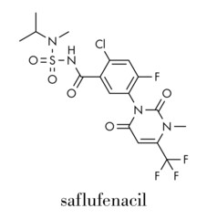 Saflufenacil herbicide molecule. Skeletal formula.