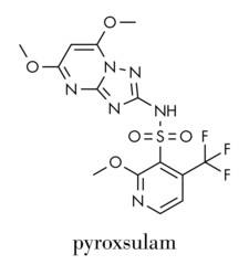 Pyroxsulam herbicide molecule. Skeletal formula.