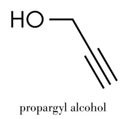 Propargyl alcohol molecule. Skeletal formula.