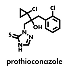 Prothioconazole fungicide molecule. Skeletal formula.