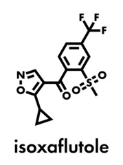 Isoxaflutole herbicide molecule. Skeletal formula.