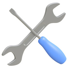 screwdriver and wrench cross symbol icon isolated 3d rendered illustration